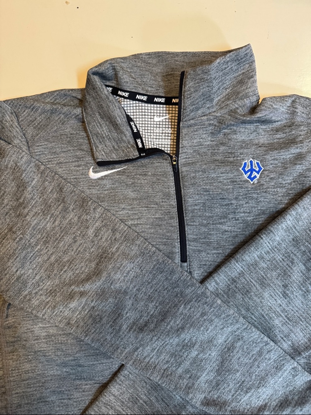 Nike Heather Gray Pacer Quarter-Zip with Washington and Lee logo